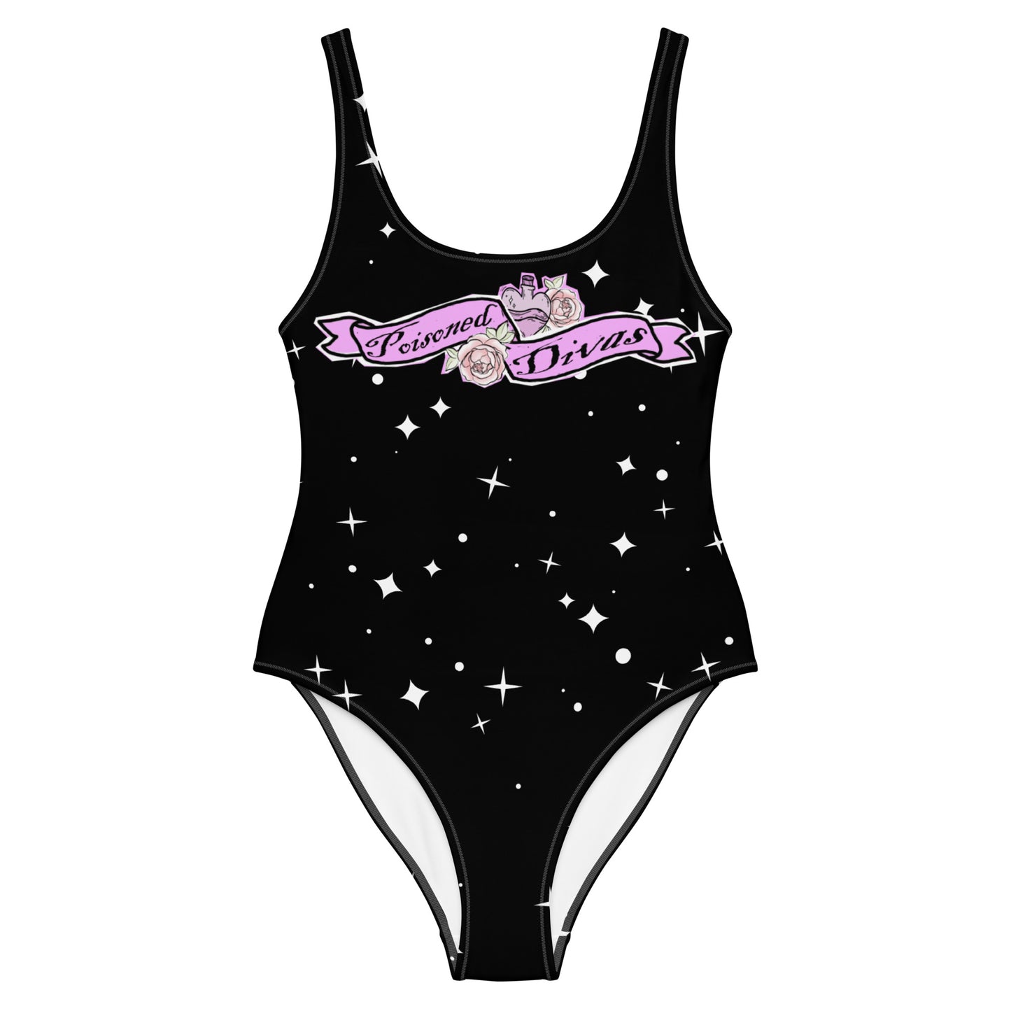 Poisoned Divas "star" one-piece swimsuit front